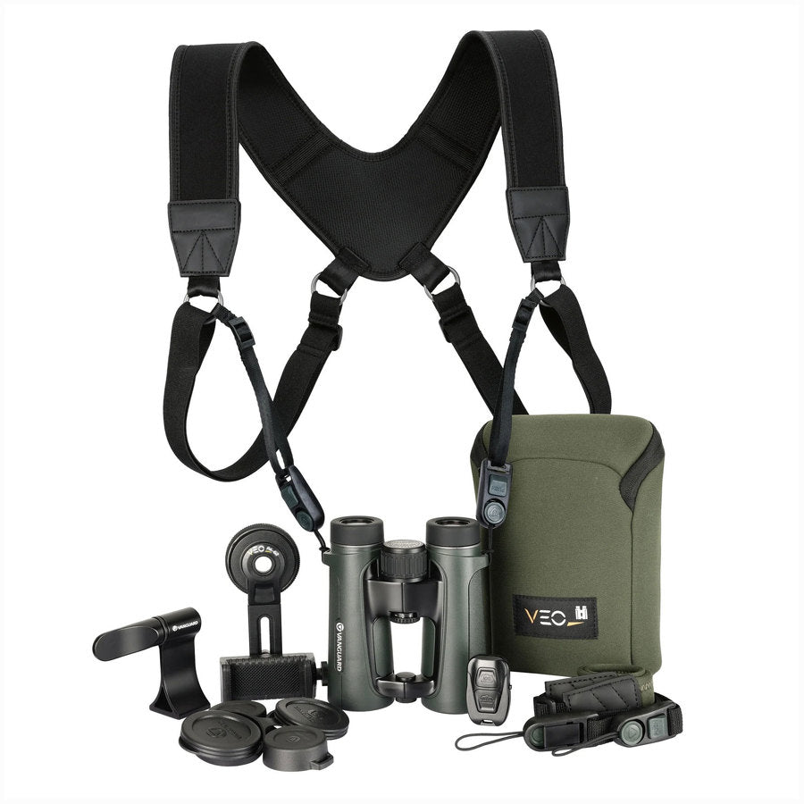 Binocolo VEO HD IV 10X42 + Imbracatura Veo Optic Guard + Kit Digiscoping Pack Vanguard