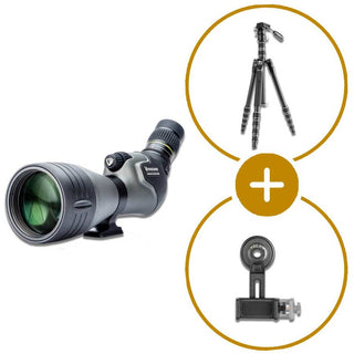 Pacchetto cannocchiale Vanguard Endeavor 82hd 20-60 x 80 + treppiede veo3 go 265hap + kit digiscoping 