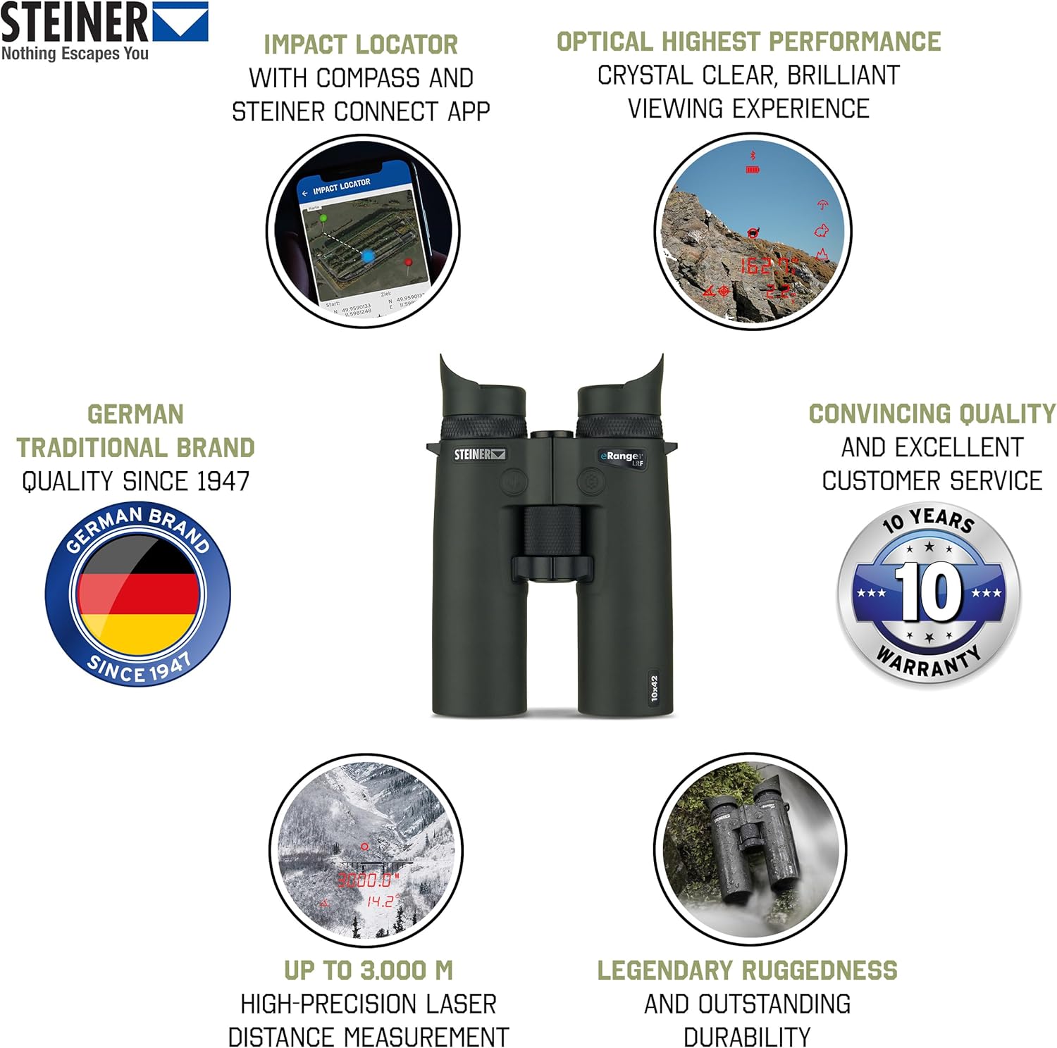 Binocolo Steiner eRanger LRF 10x42 telemetro integrato 